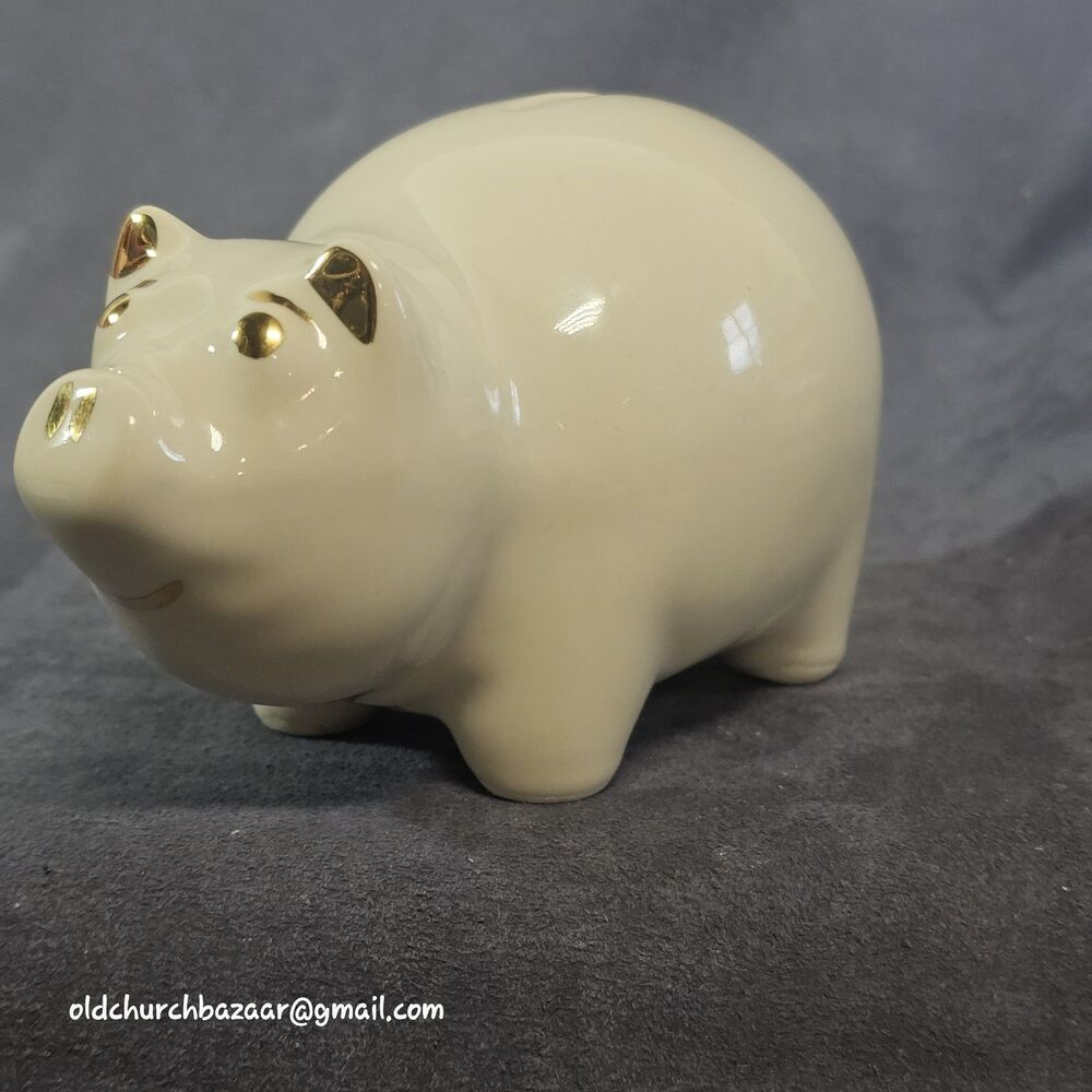 White Ceramic Piggy Bank With Stopper 6” x 3.75”  Savings  Or Crafting